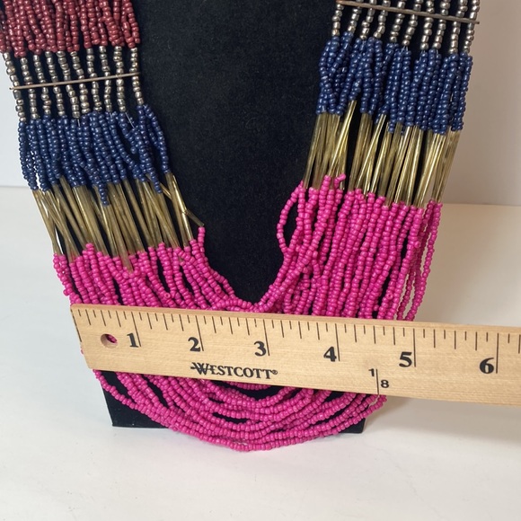 25" Large Pink Beaded Statement Necklace Multi Strand - Picture 8 of 13